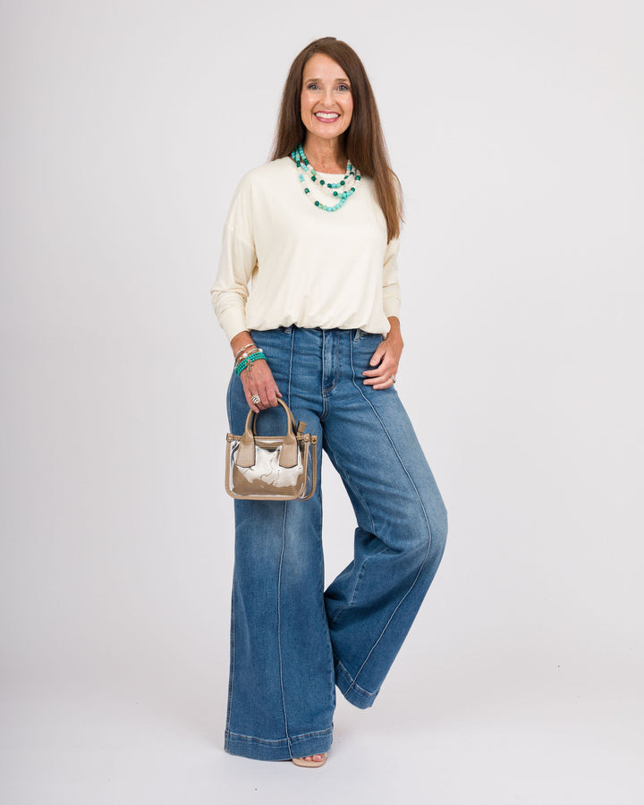 Casey Bamboo Bubble Top - Off-White