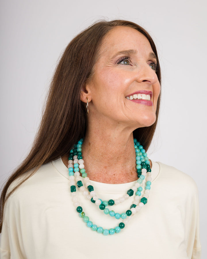3 Layered Agate Ball Necklace