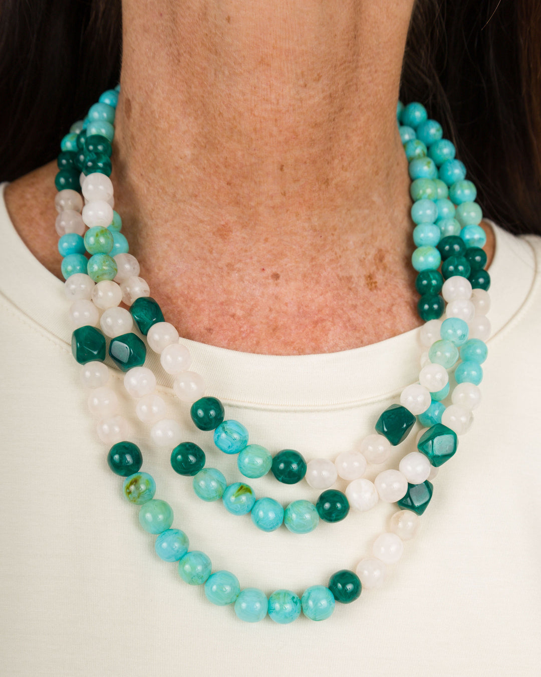 3 Layered Agate Ball Necklace