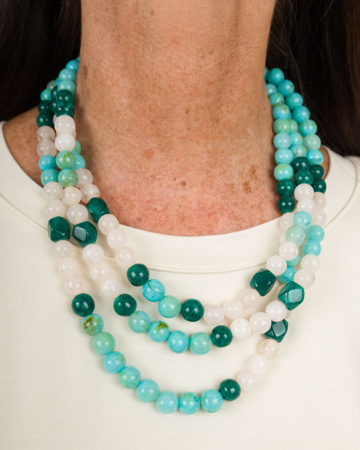 3 Layered Agate Ball Necklace