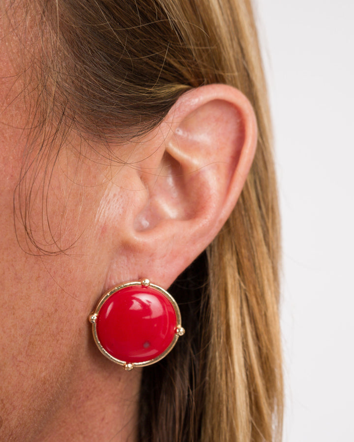 Round Earrings - Red