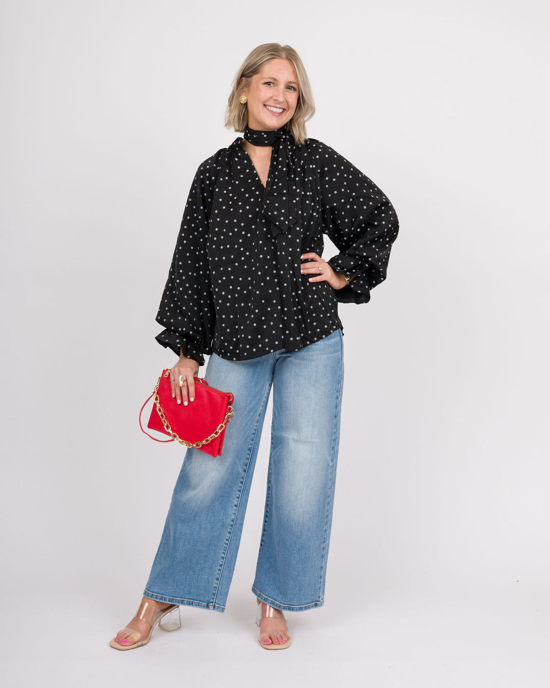 Selah Tie Neck Top - Black