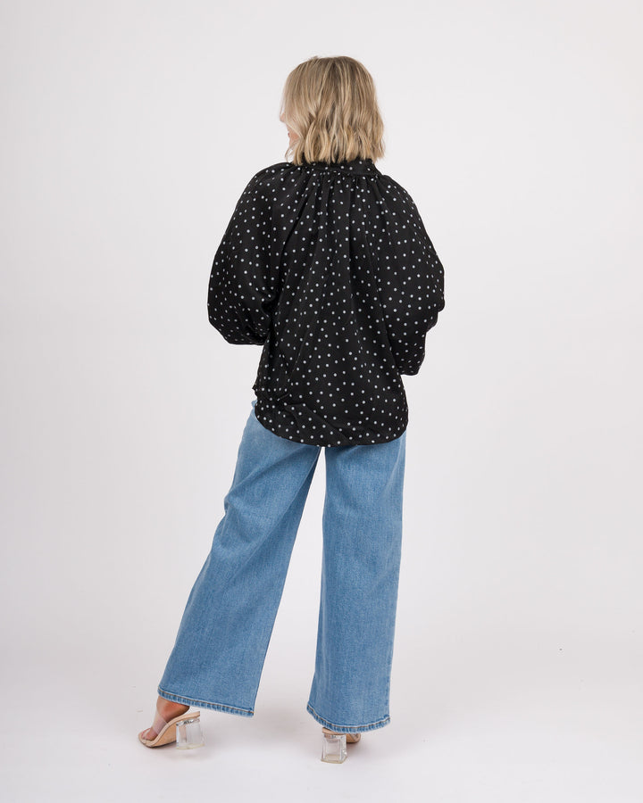 Selah Tie Neck Top - Black
