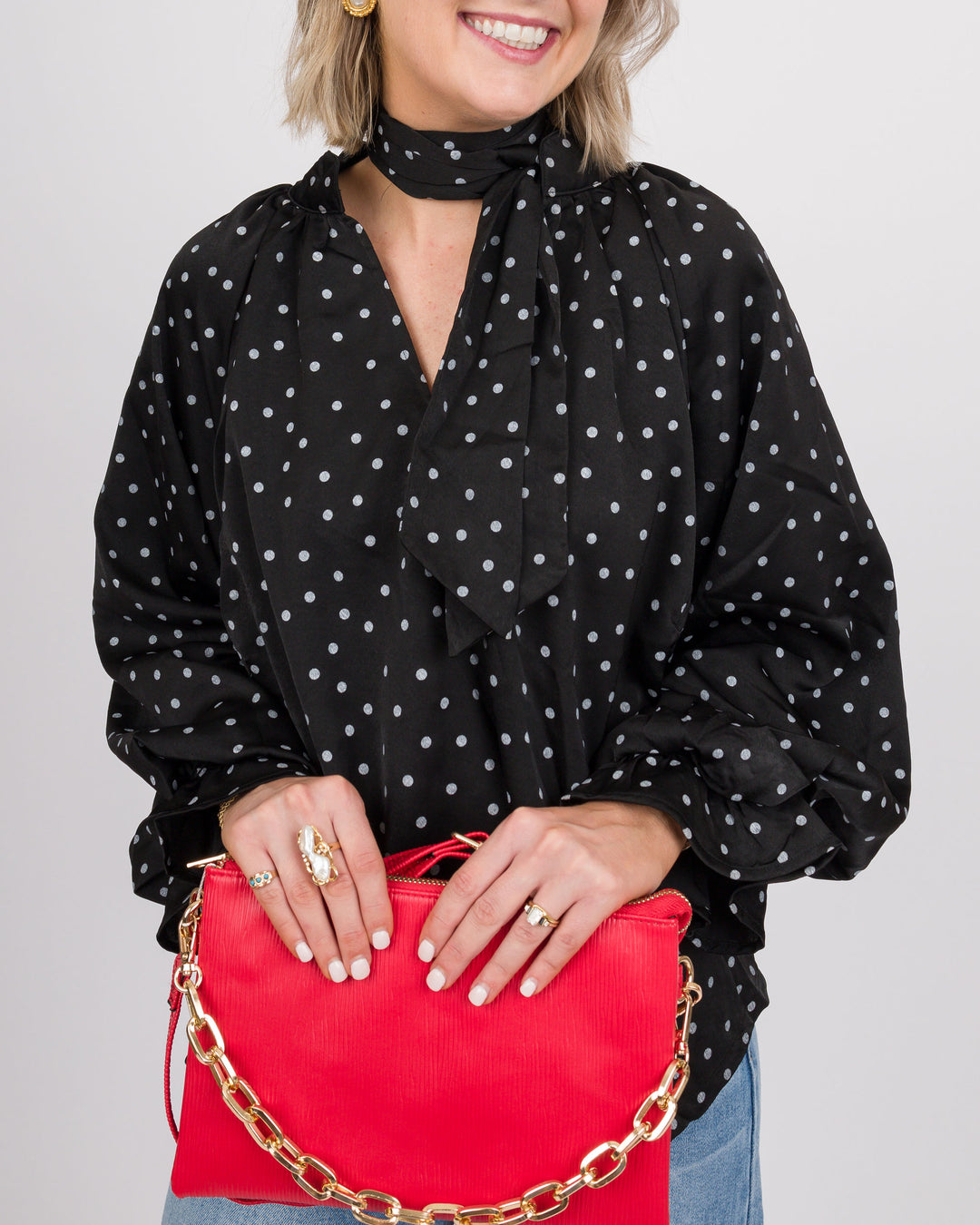 Selah Tie Neck Top - Black