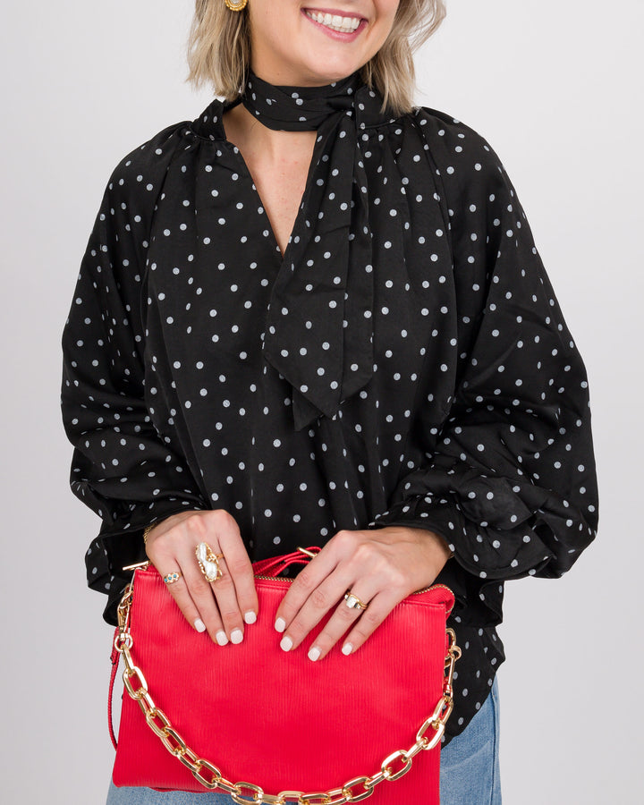 Selah Tie Neck Top - Black