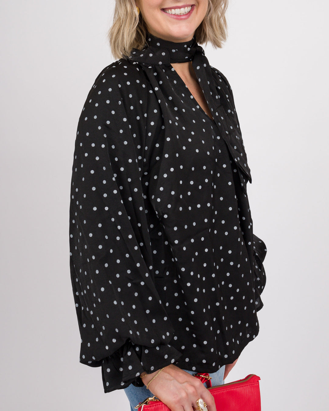 Selah Tie Neck Top - Black