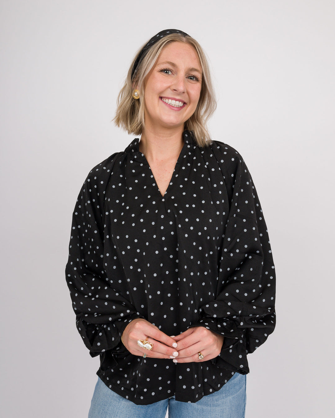 Selah Tie Neck Top - Black