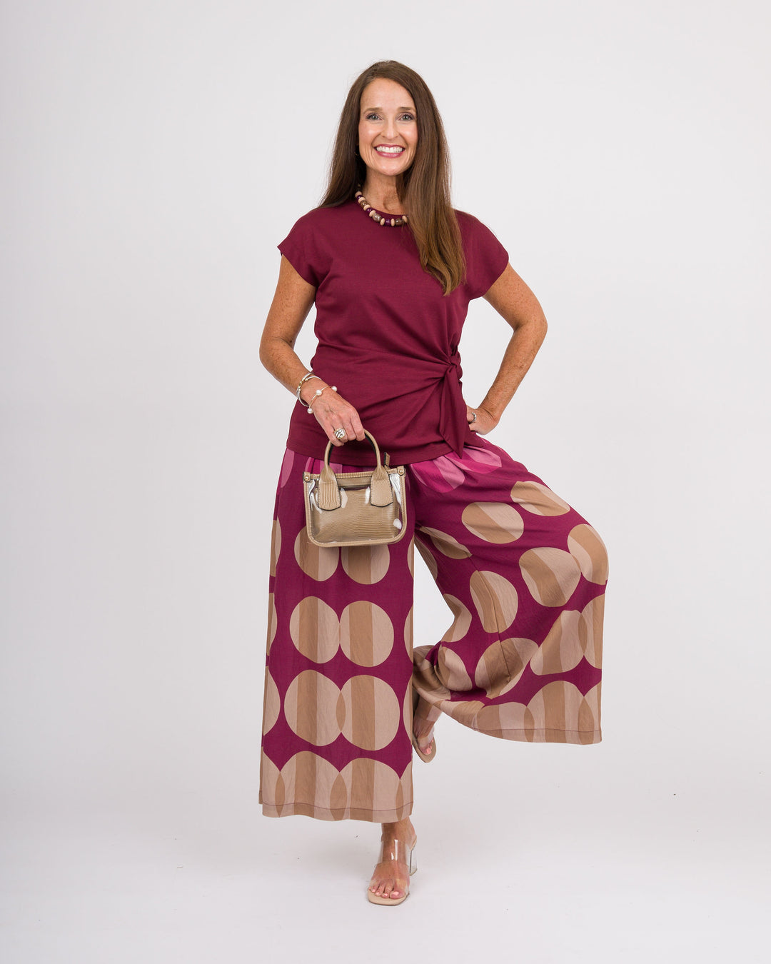 Hartley Merlot Tie Front Top
