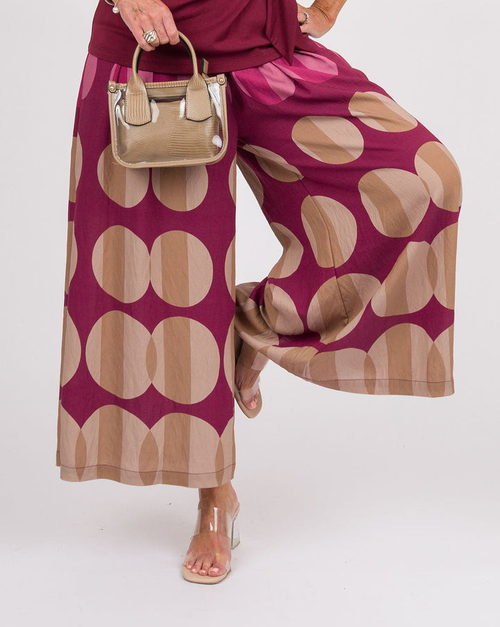 Hollis Wide Leg Pants - Burgandy