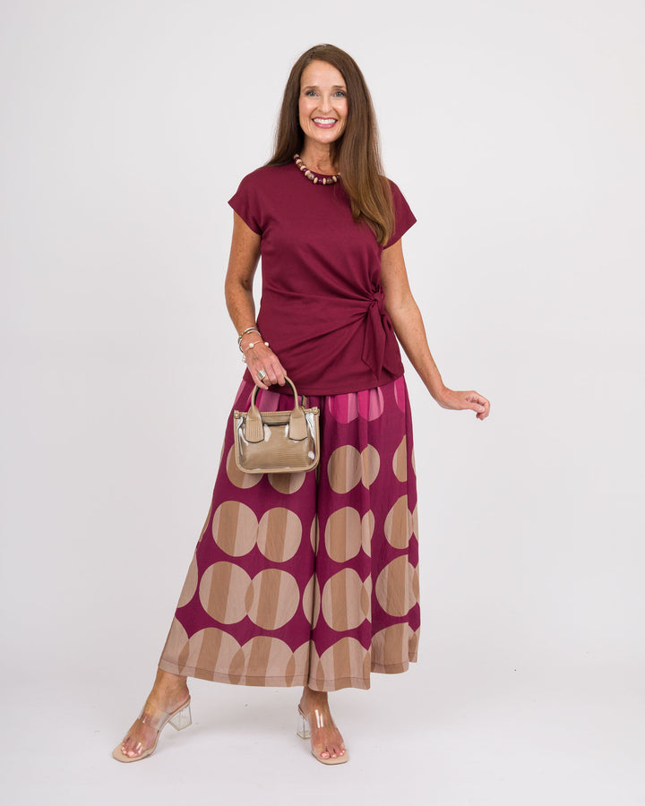 Hollis Wide Leg Pants - Burgandy