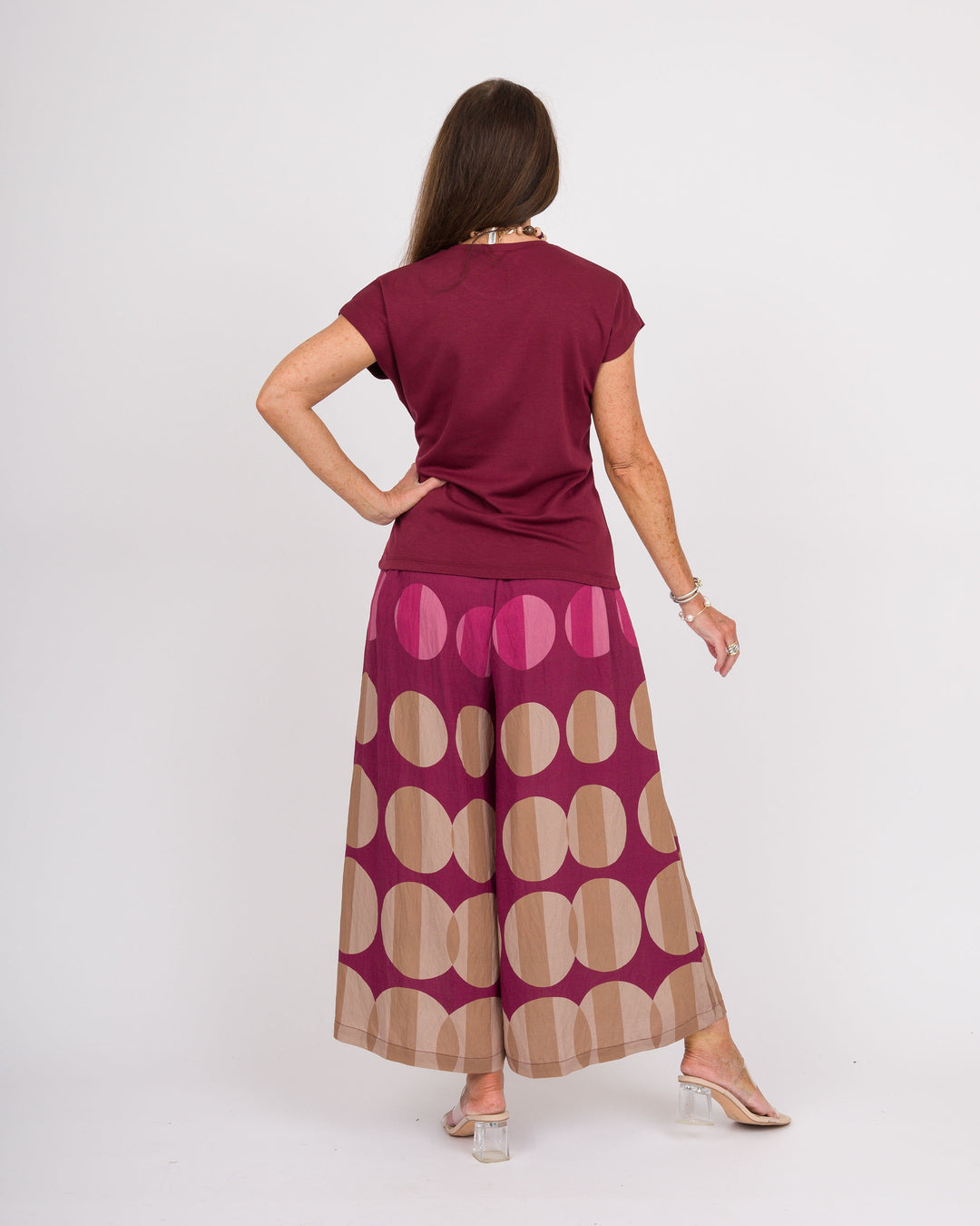 Hollis Wide Leg Pants - Burgandy
