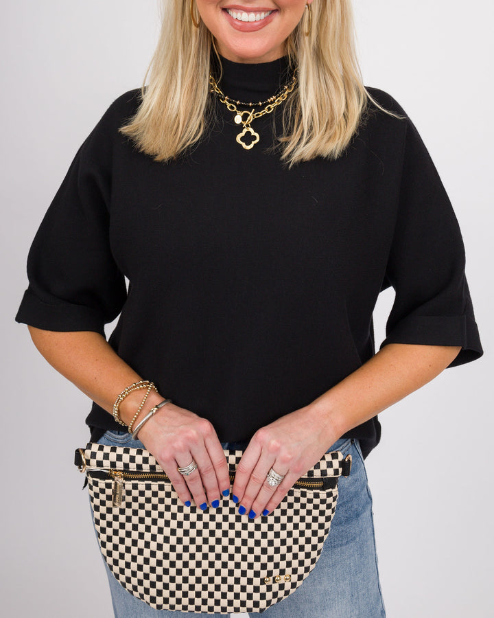 Danni Mock Neck Dolman Top - Black