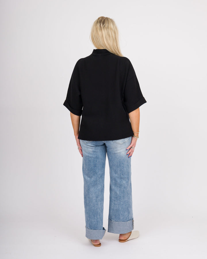 Danni Mock Neck Dolman Top - Black