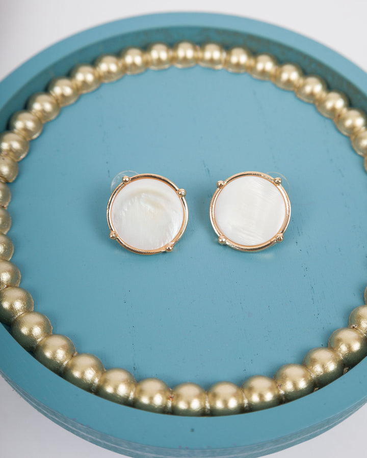 Round Earrings - White