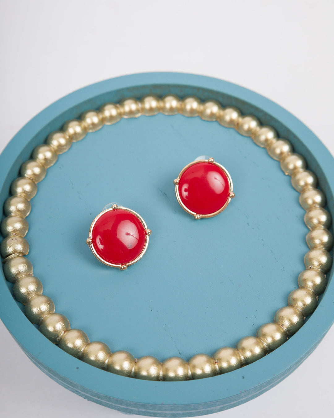 Round Earrings - Red