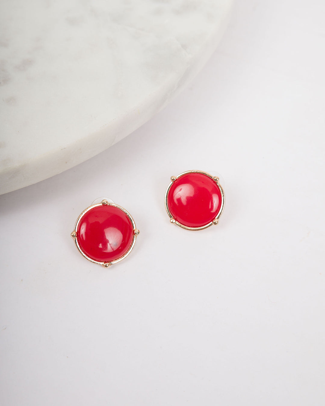 Round Earrings - Red