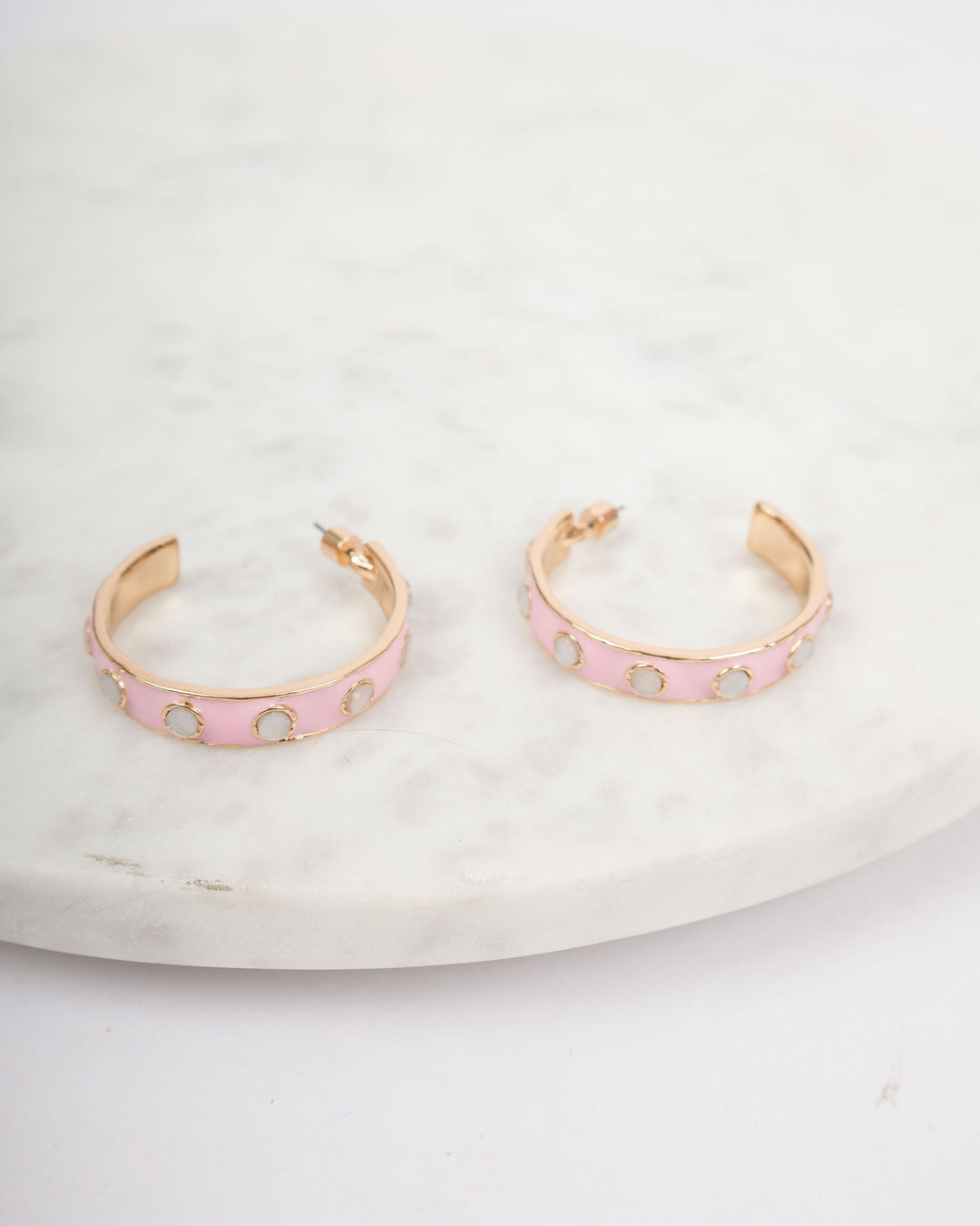 Round Resin Epoxy Hoops - Pink and White