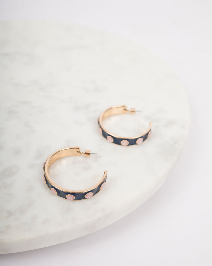 Round Resin Epoxy Hoops - Navy and Pink