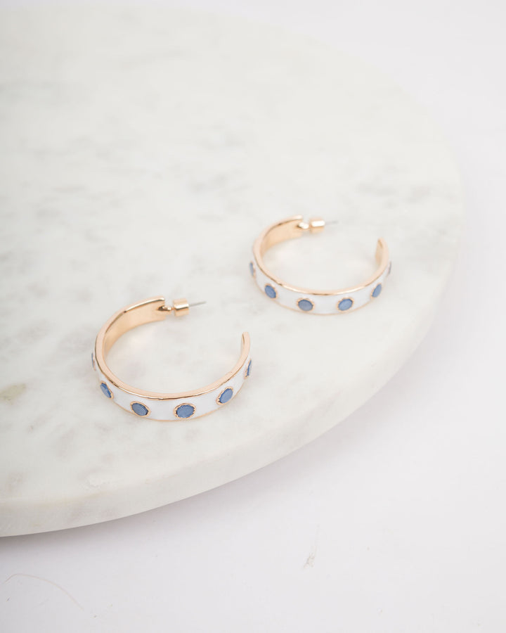 Round Resin Epoxy Hoops - White and Blue