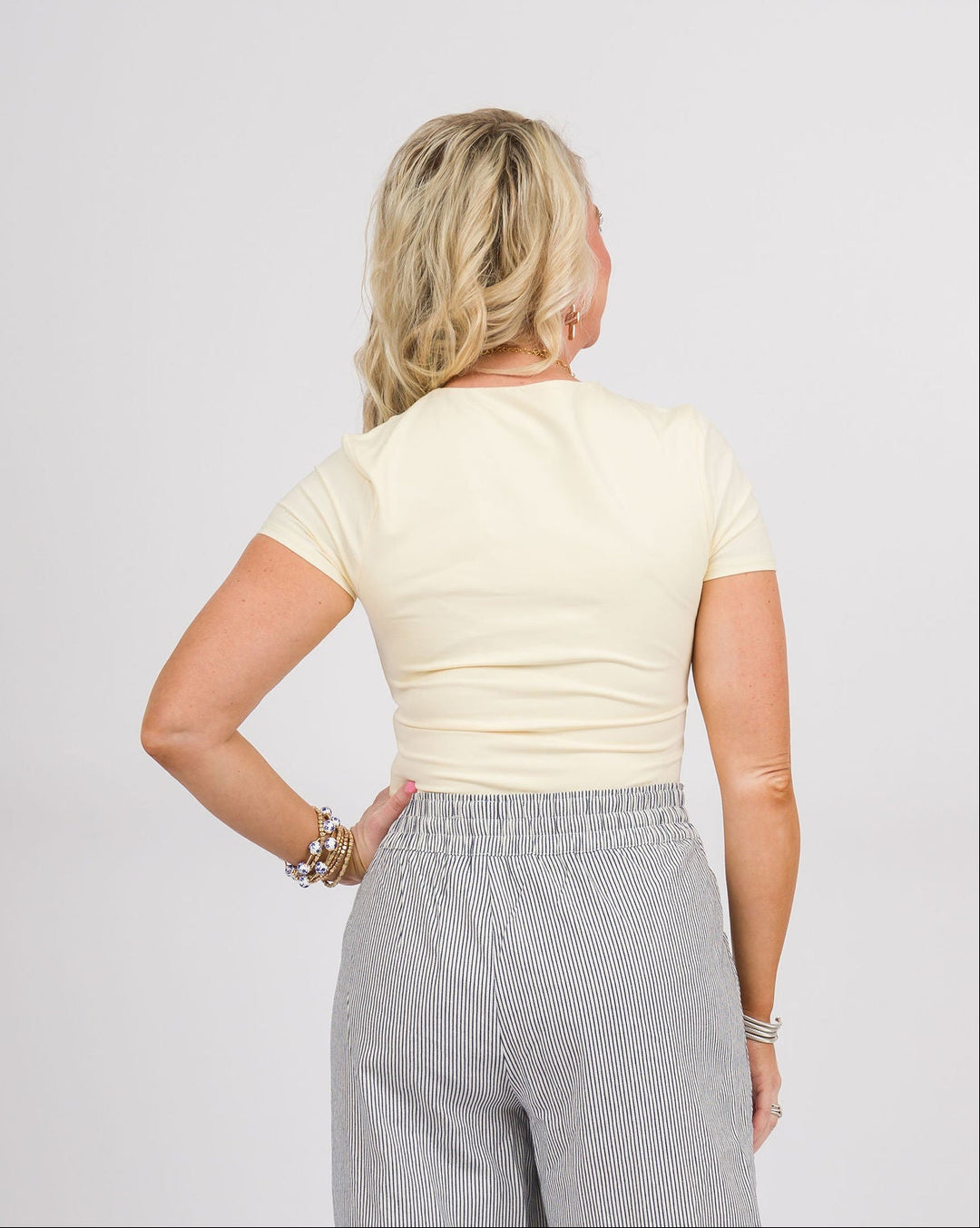Yellow Lined Baby Tee