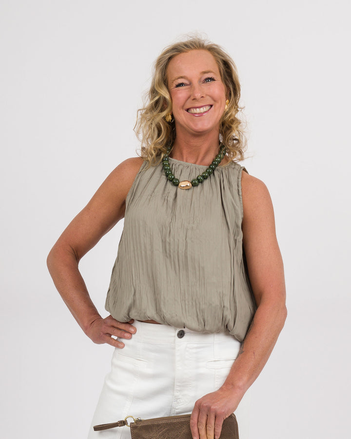 Dry Herb Gathered Blouse