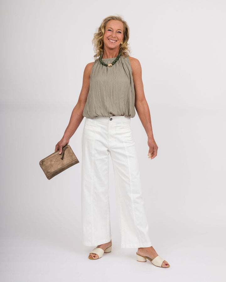 KUT from the Kloth Meg High Rise Wide Leg - Welt White