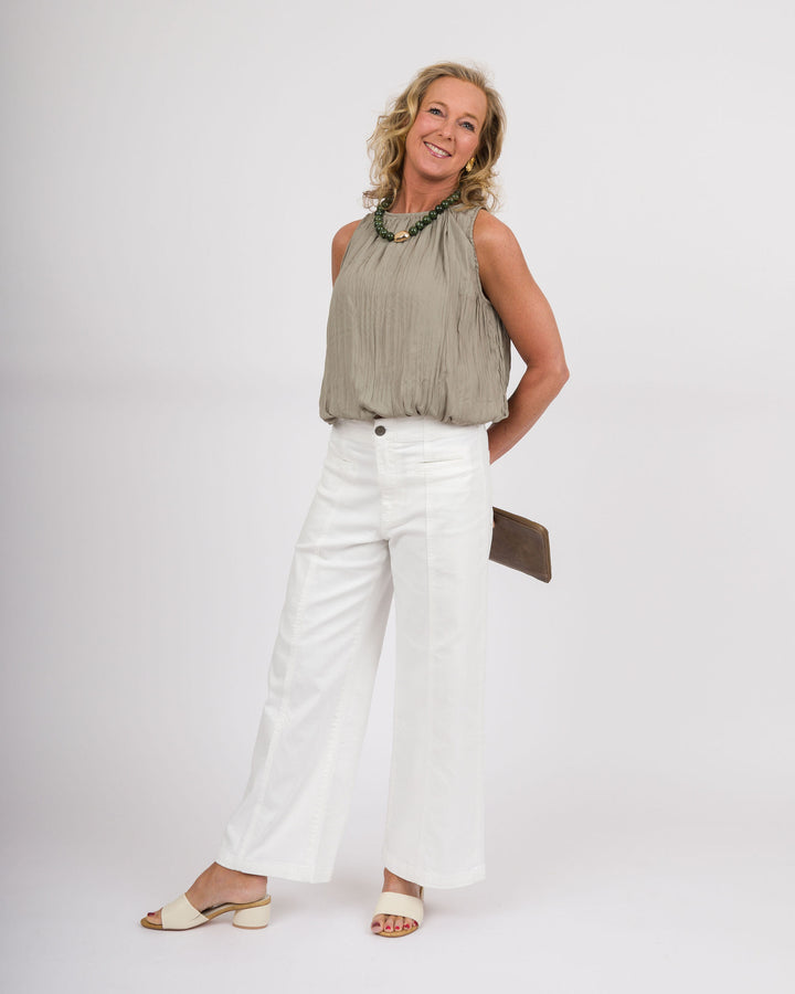 KUT from the Kloth Meg High Rise Wide Leg - Welt White