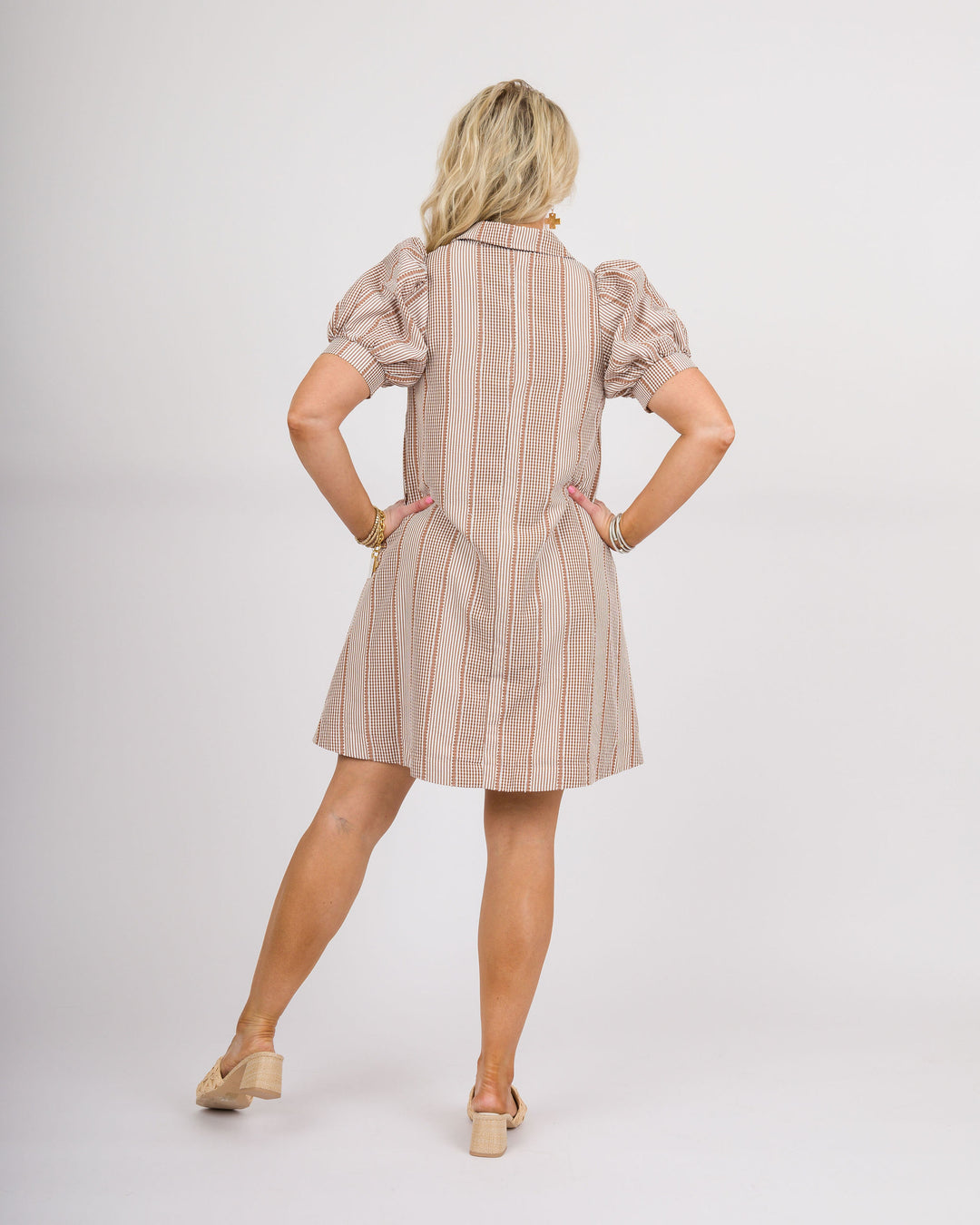 Maren Puff Sleeve Woven Dress - Mocha