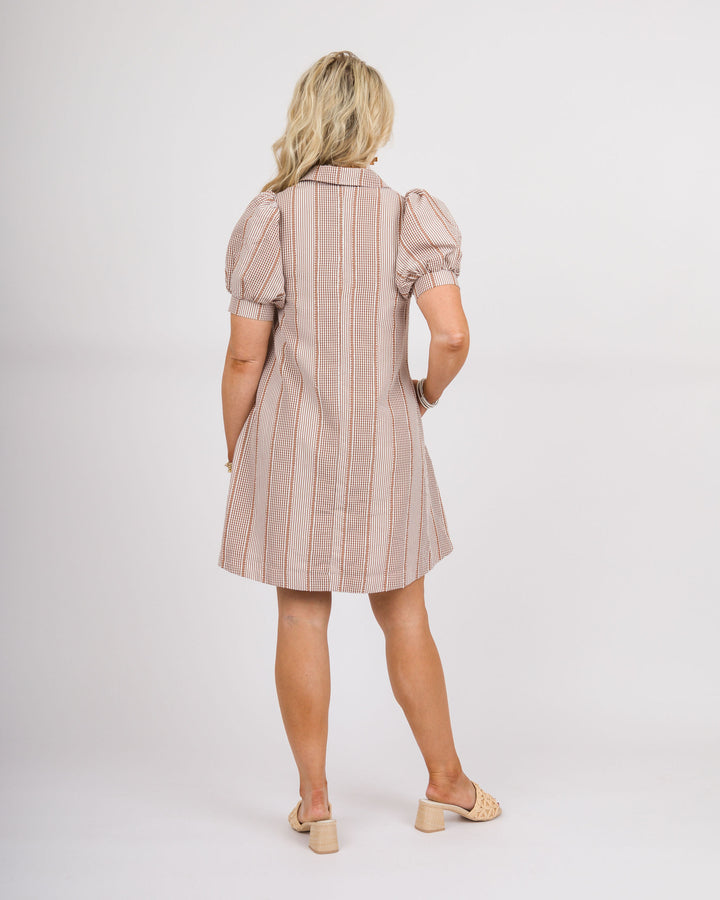Maren Puff Sleeve Woven Dress - Mocha