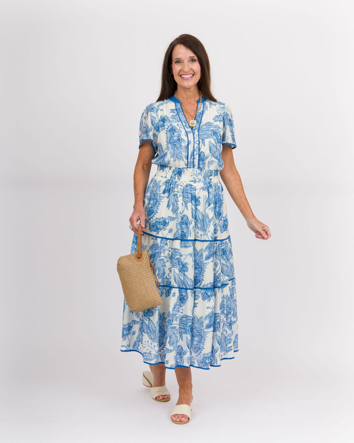 Chrissy Tiered Maxi Dress - Blue
