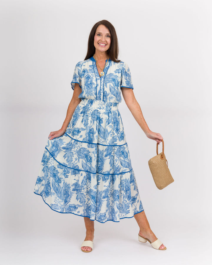 Chrissy Tiered Maxi Dress - Blue