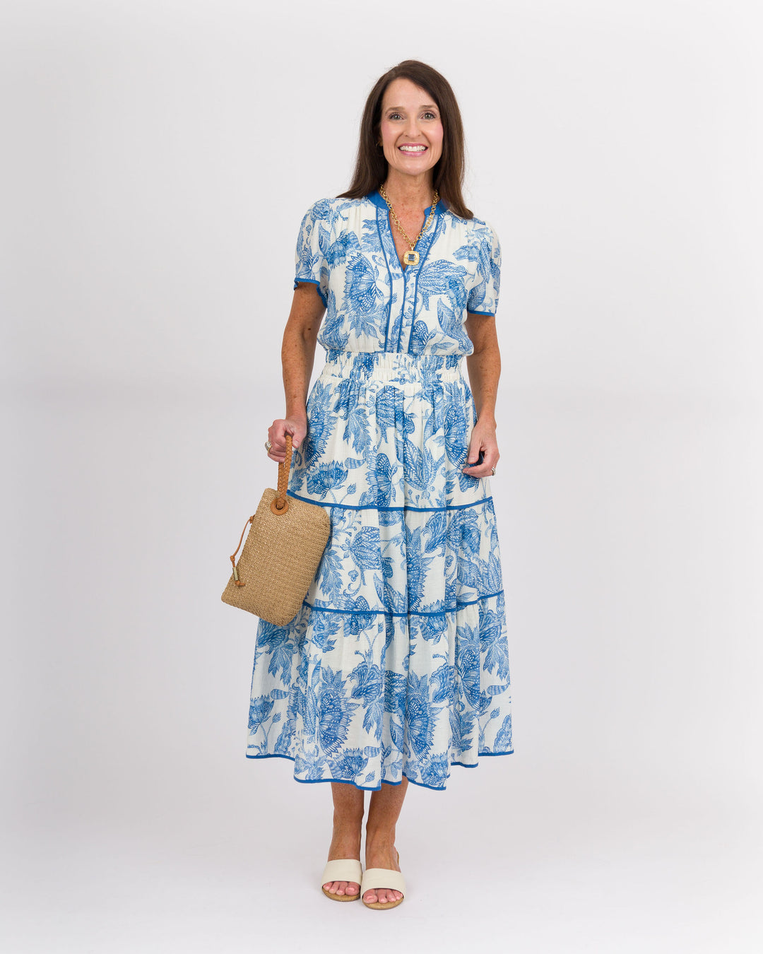 Chrissy Tiered Maxi Dress - Blue