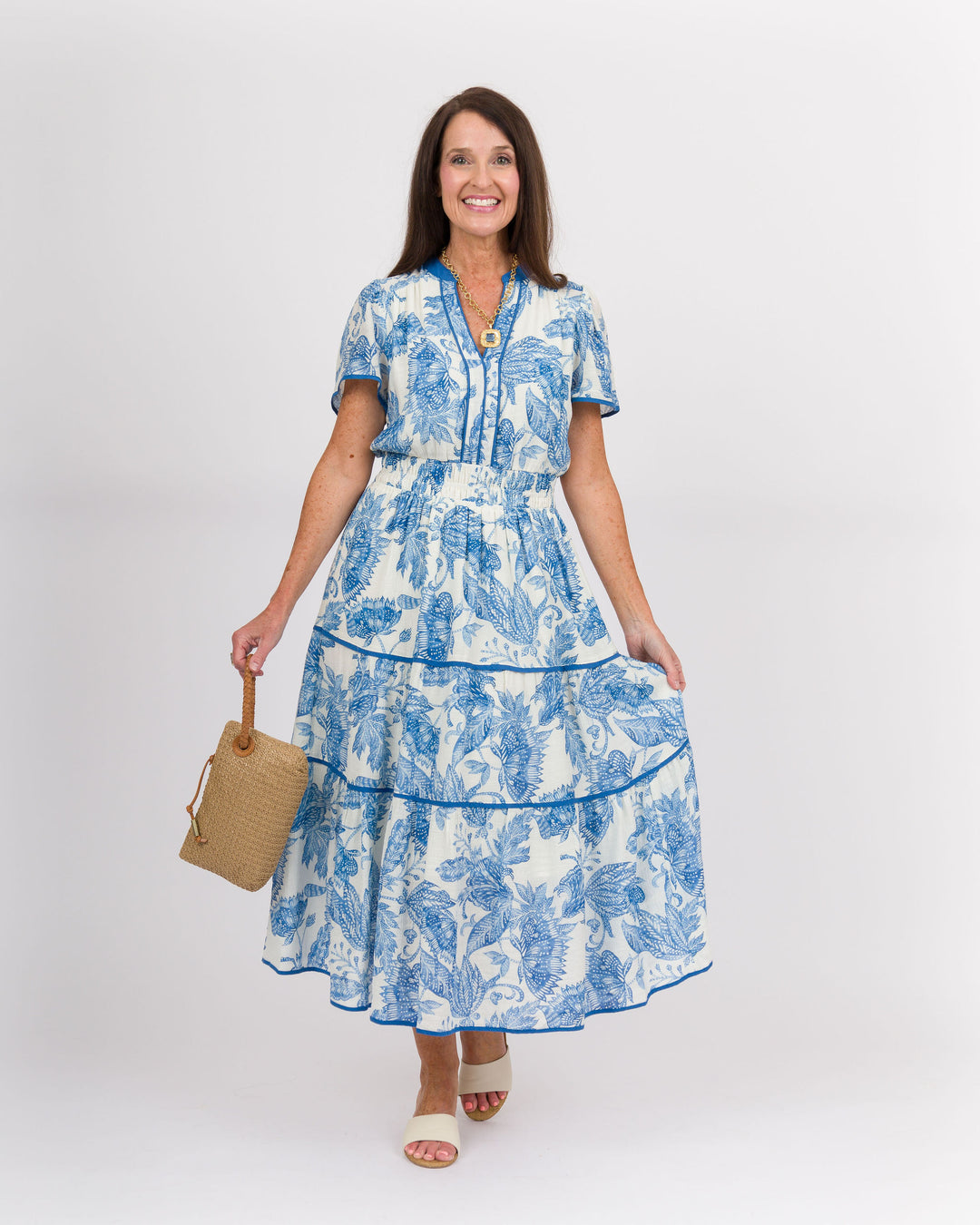 Chrissy Tiered Maxi Dress - Blue