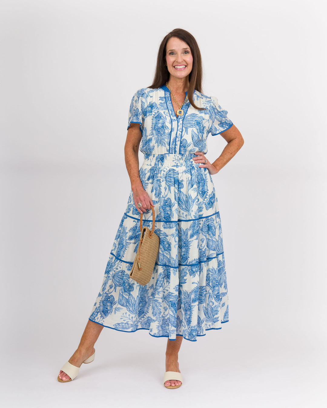 Chrissy Tiered Maxi Dress - Blue