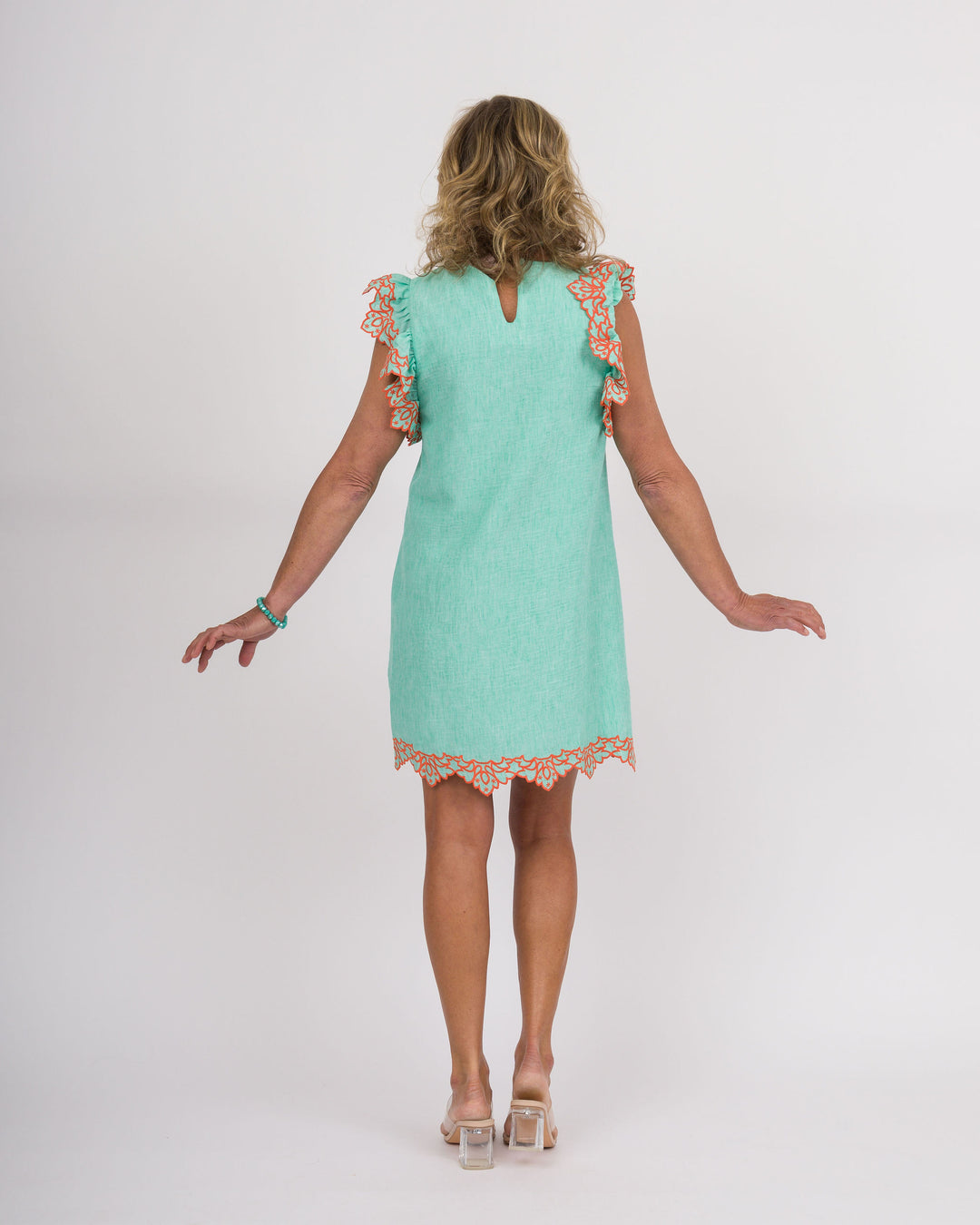 Mint Dress with Orange Detail
