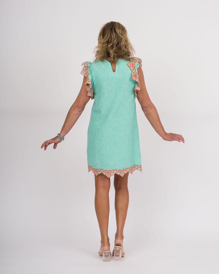 Mint Dress with Orange Detail