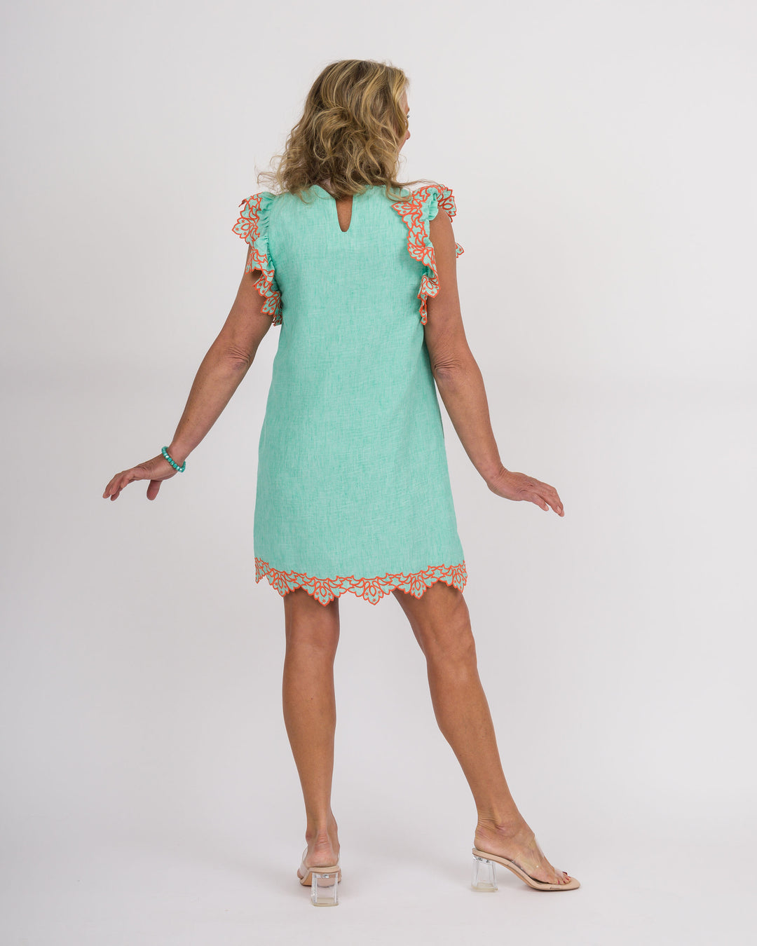 Mint Dress with Orange Detail
