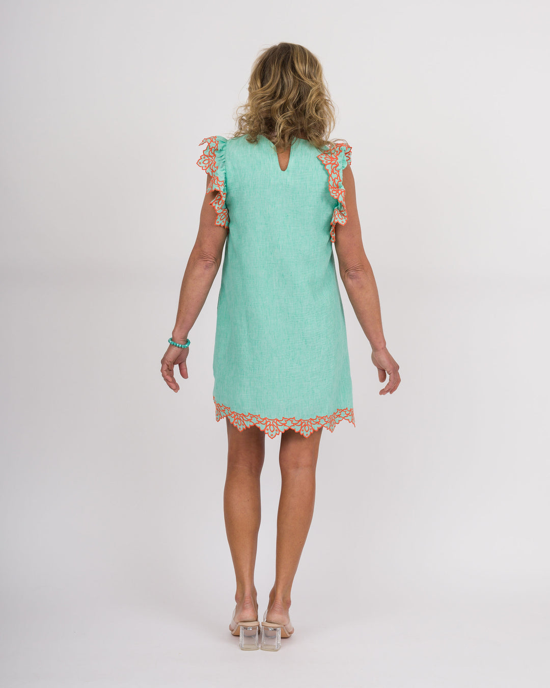 Mint Dress with Orange Detail
