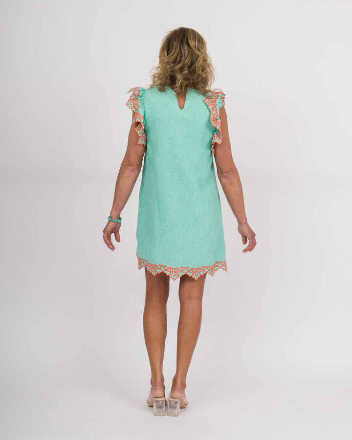 Mint Dress with Orange Detail