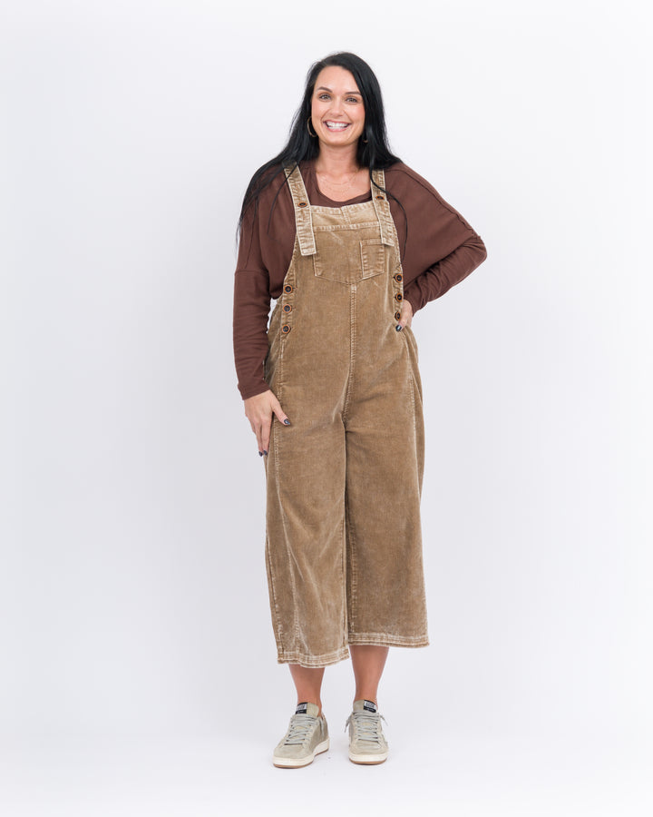 Sammy Jo Corduroy Overalls- Walnut