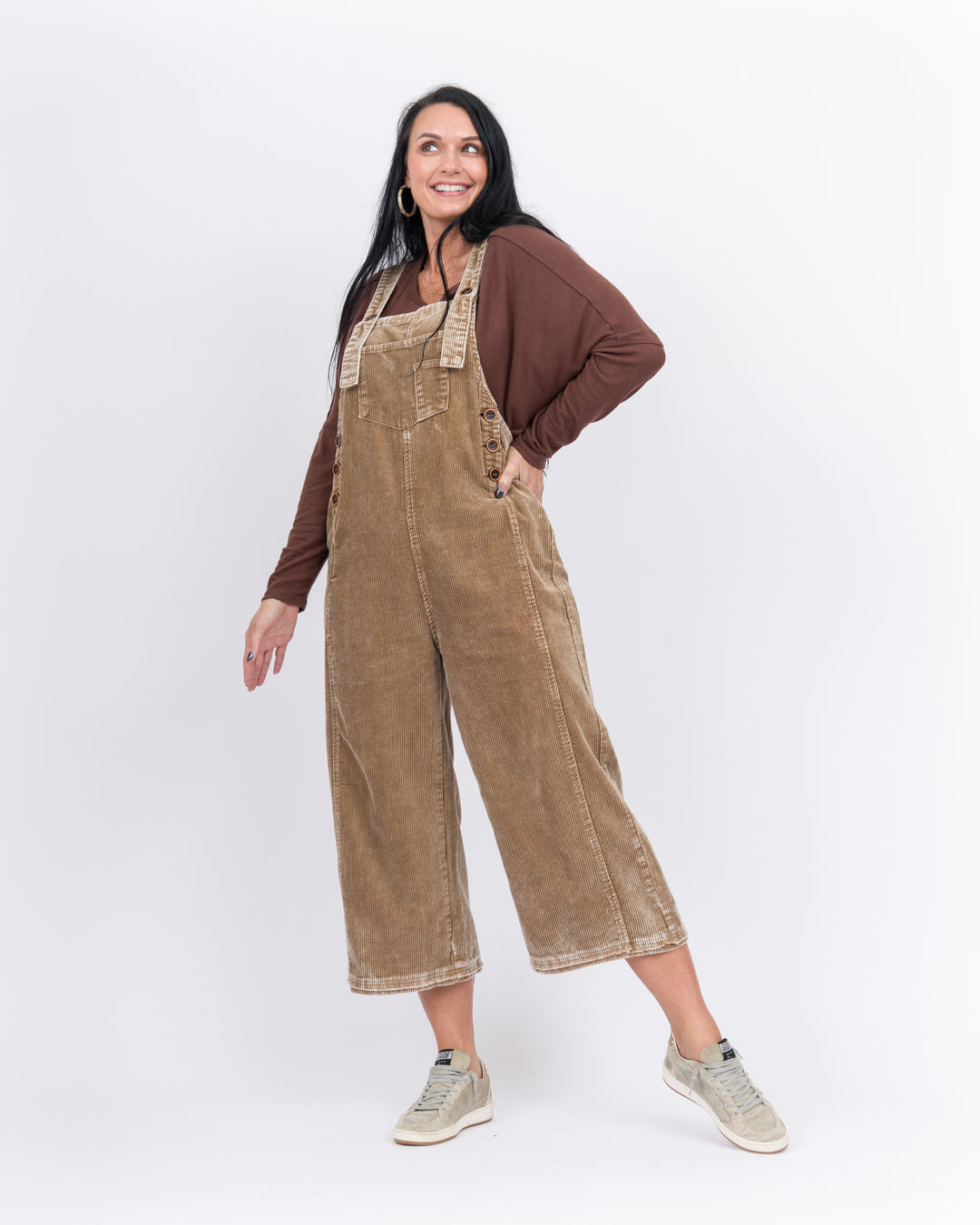 Sammy Jo Corduroy Overalls- Walnut