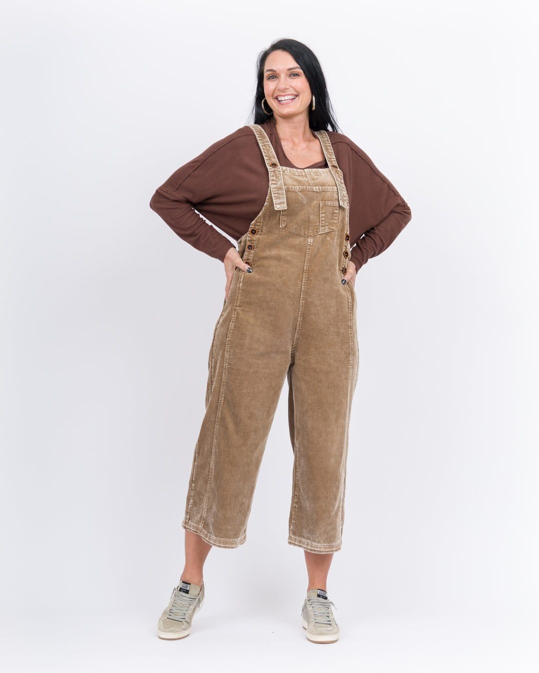 Sammy Jo Corduroy Overalls- Walnut