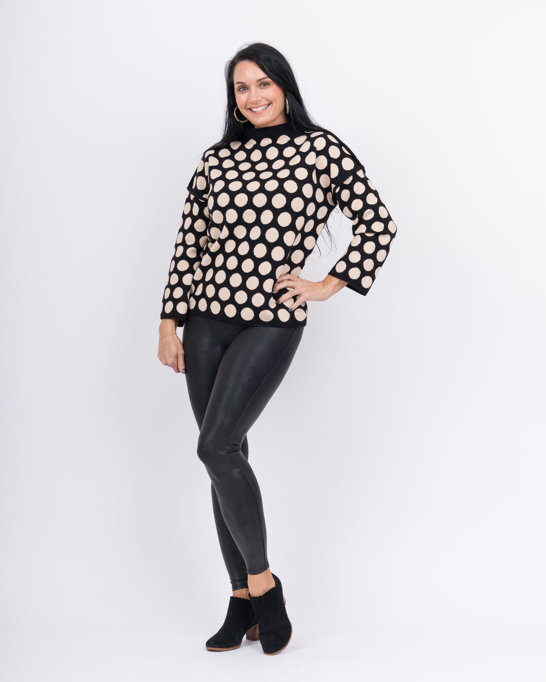 Karla Dot Sweater- Black & Taupe