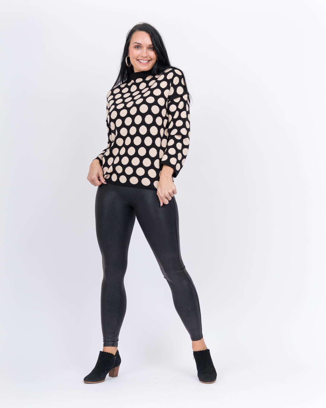 Karla Dot Sweater- Black & Taupe