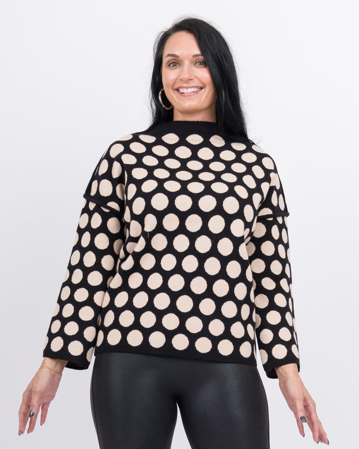 Karla Dot Sweater- Black & Taupe