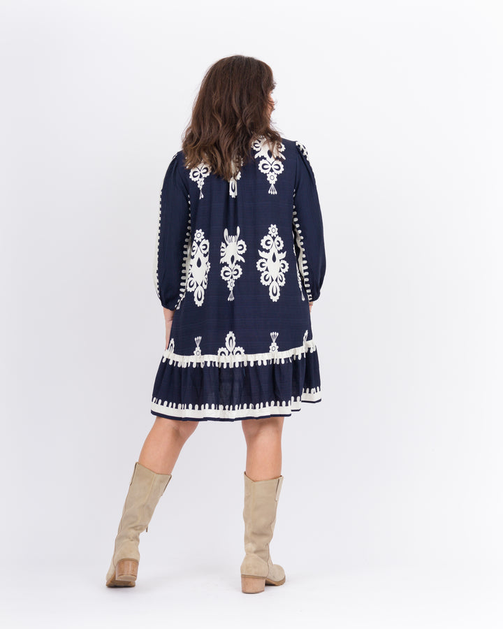 Delaney Collared Dress-Navy