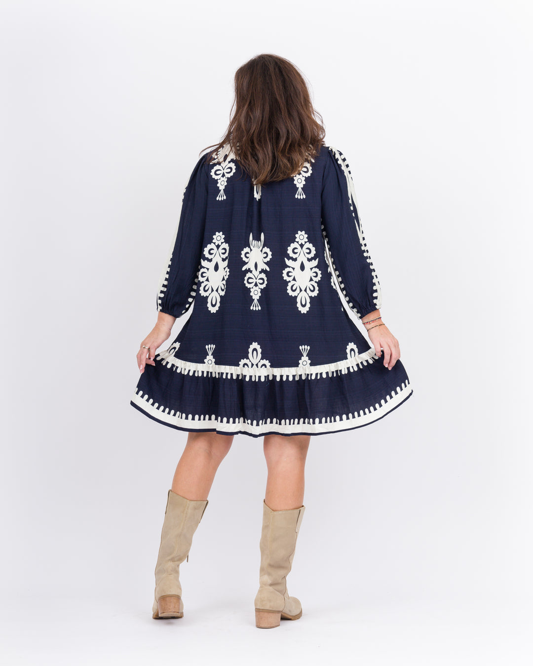 Delaney Collared Dress-Navy