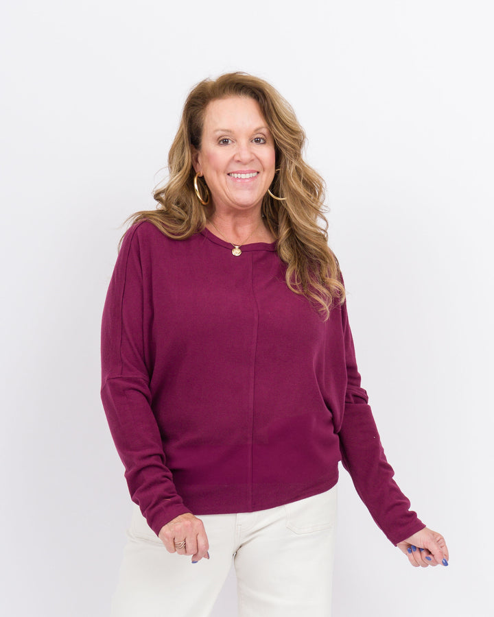 Cozy Butter Knit Dolman- Wine