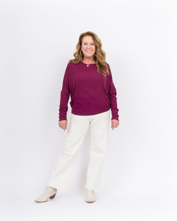 Cozy Butter Knit Dolman- Wine