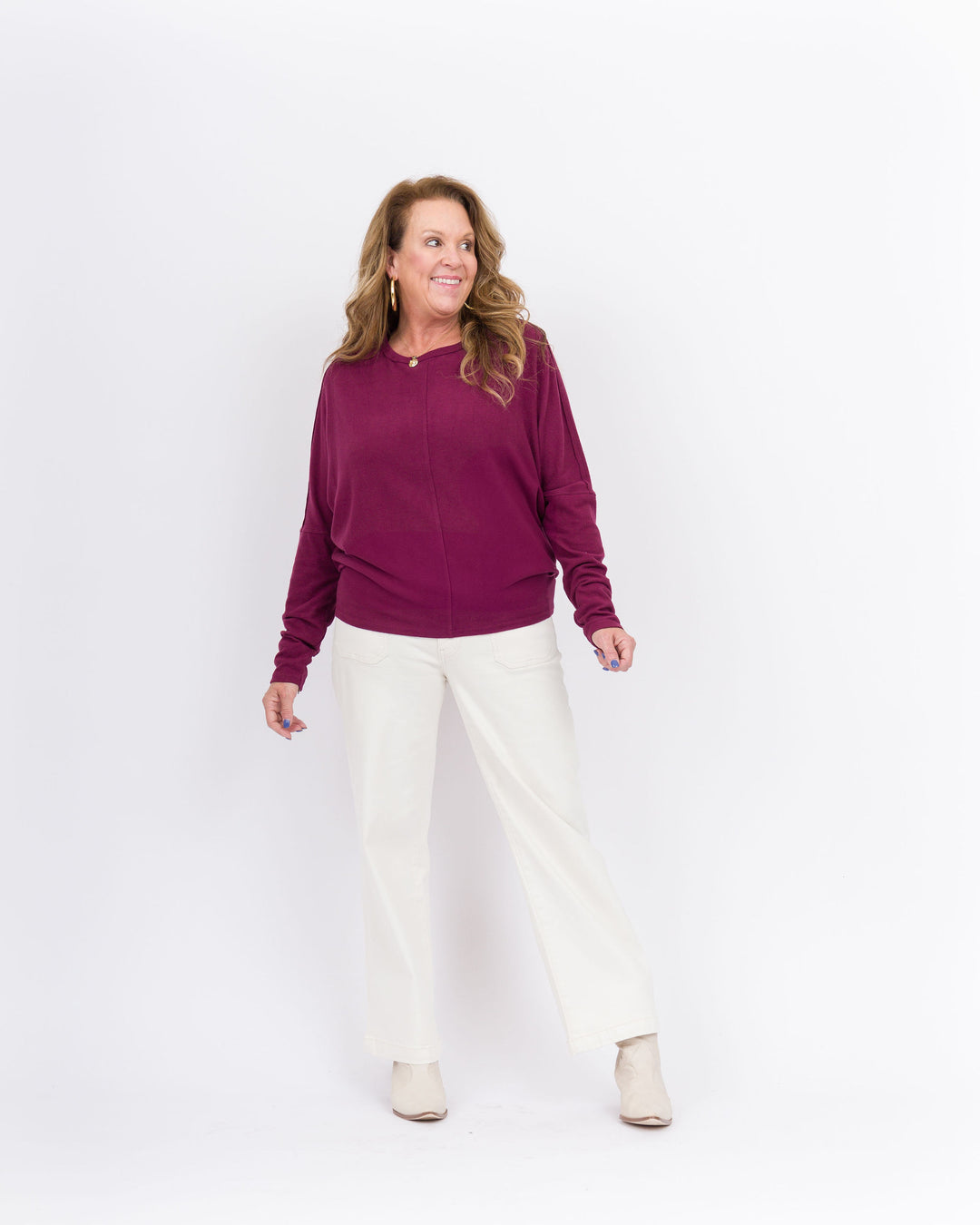 Cozy Butter Knit Dolman- Wine